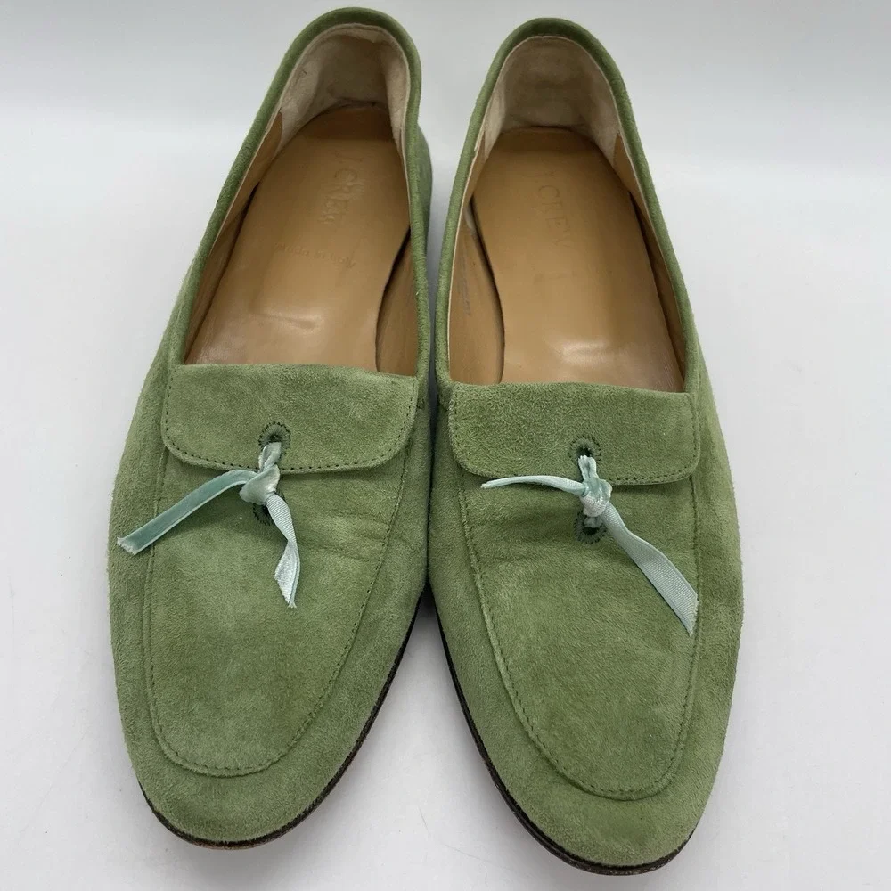 J. Crew Green Suede Tassel Loafers